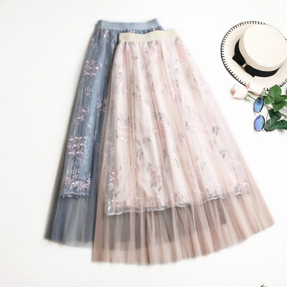 Summer Pleated Mesh Skirt